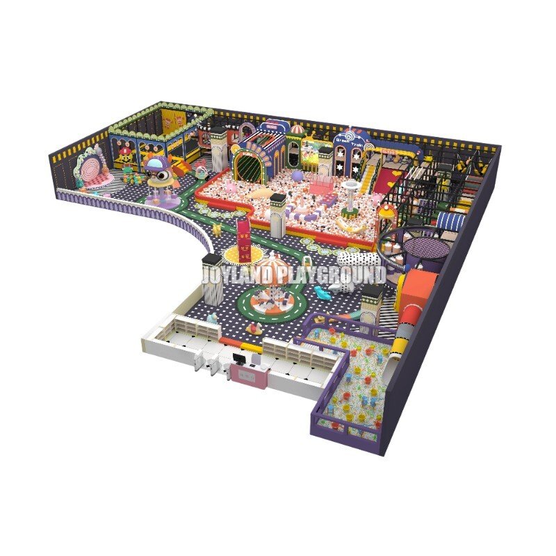 Front perspective of commercial indoor play equipment