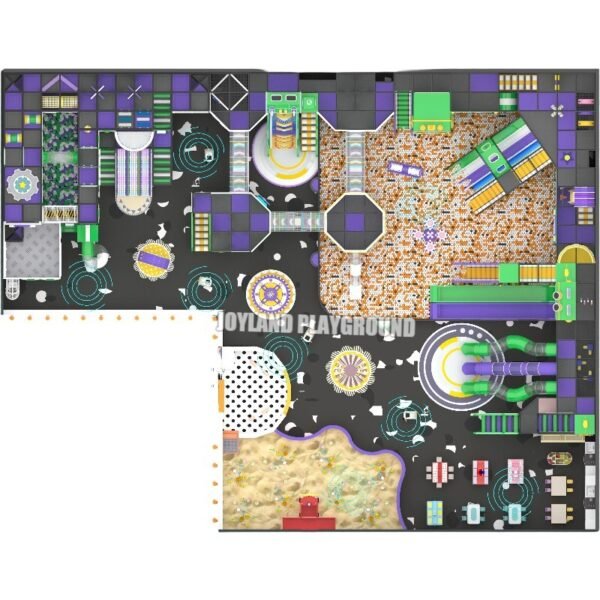 Overhead view of commercial play equipment