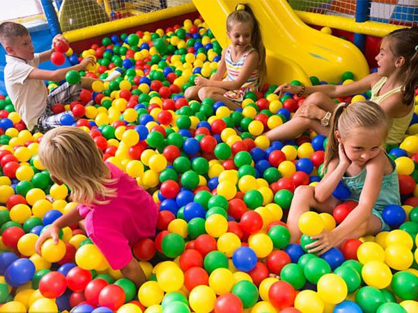 Colorful indoor ball pool playground designed for children’s soft play and motor skill development.