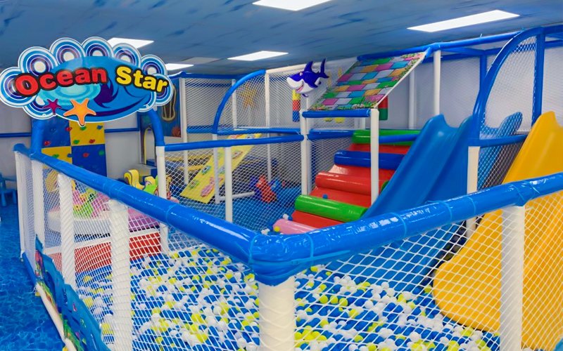 Cash desk and ticketing system for an indoor playground business operation