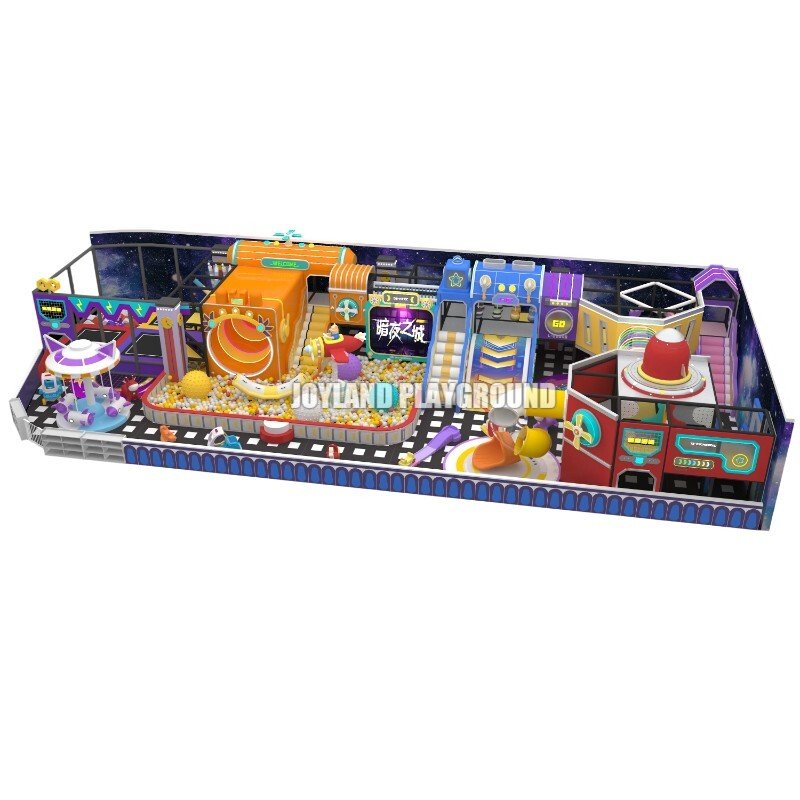 Front view of commercial indoor playground equipment