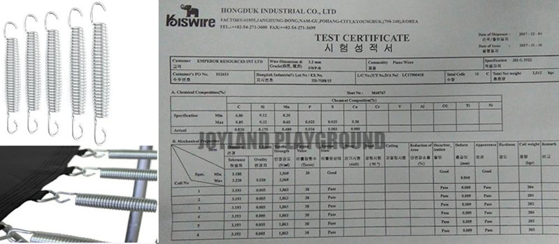 High-tension galvanized springs for trampoline systems